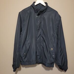 FootJoy DryJoys Jacket Mens Large Black Golf Rain Windbreaker Zip Off Sleeves